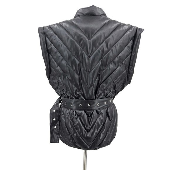 New BlankNYC Under the Radar Vest Womens S Black Vegan Leather Quilted Blank NYC - Picture 4 of 10